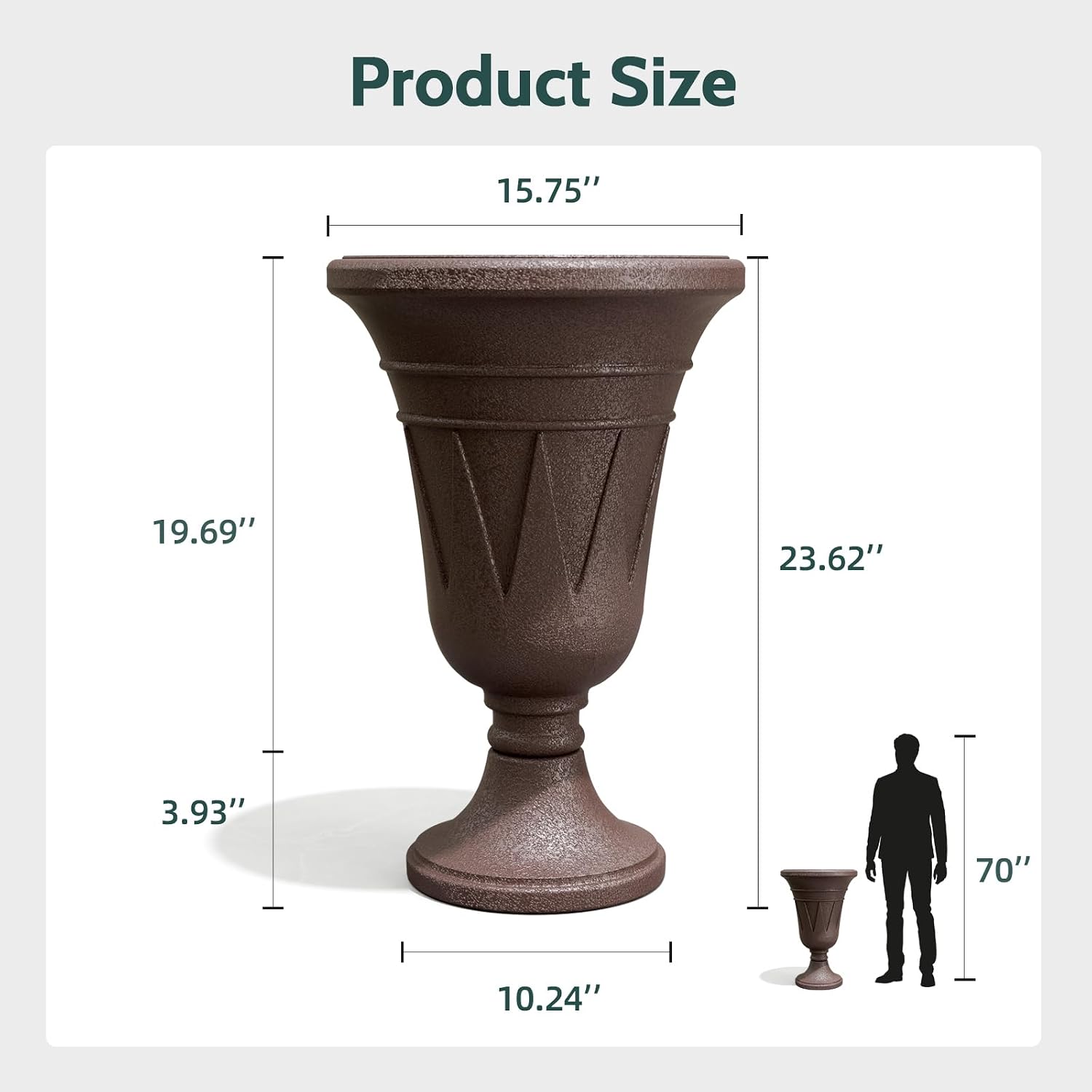 2 Brown Trophy Plastic Urn Planters