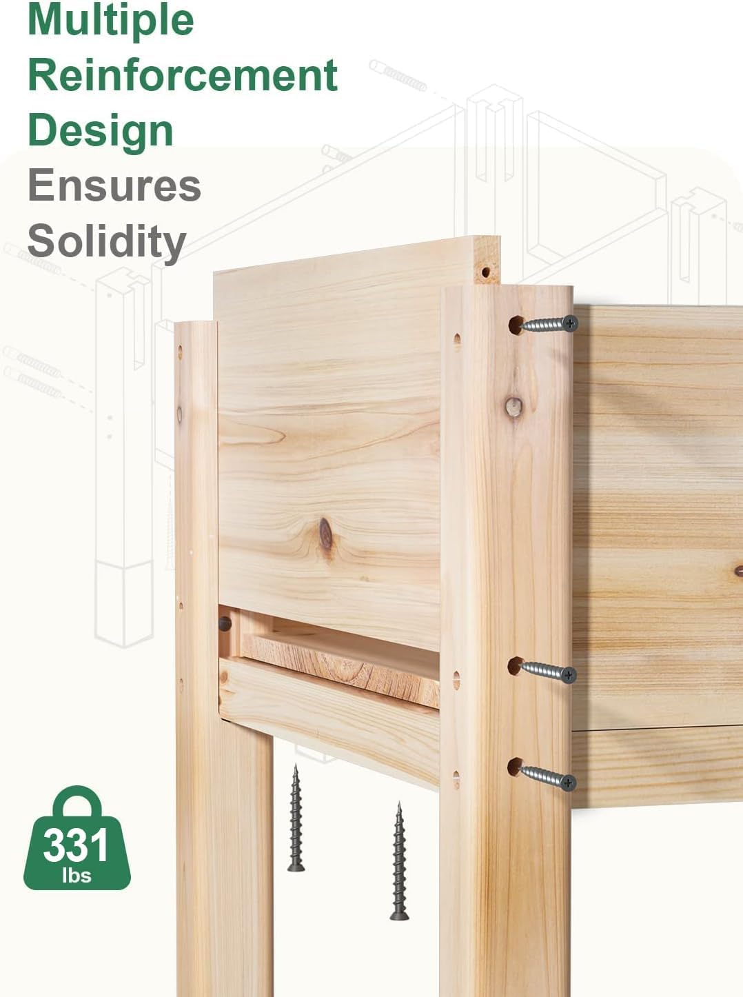 Heavy Duty Reinforced Wooden Elevated Garden Bed
