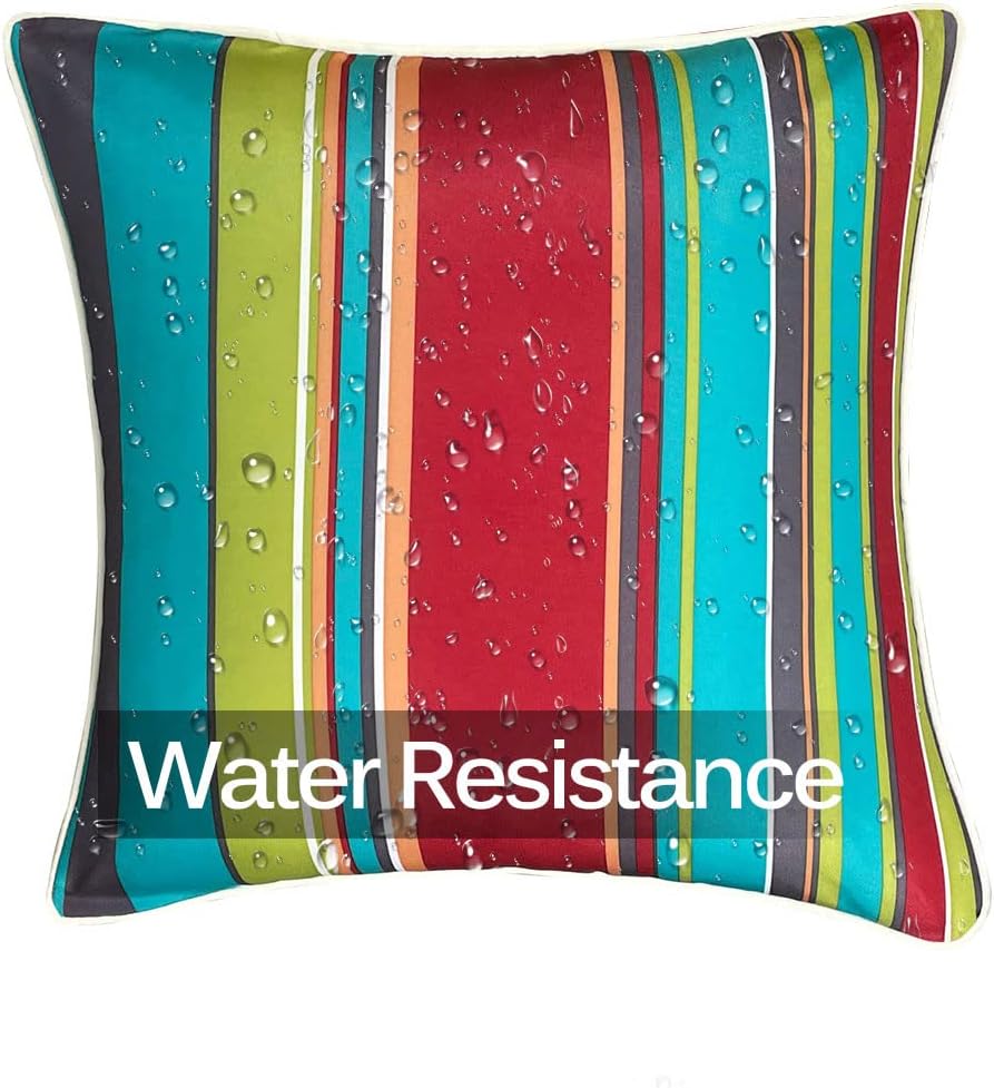 2 Pack Striped Outdoor Throw Pillows With Inserts