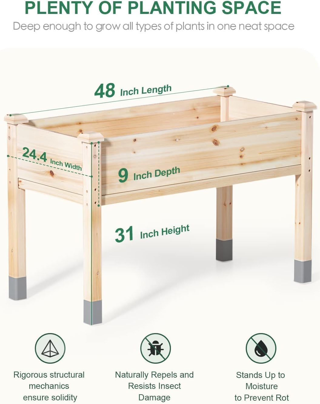 Heavy Duty Reinforced Wooden Elevated Garden Bed