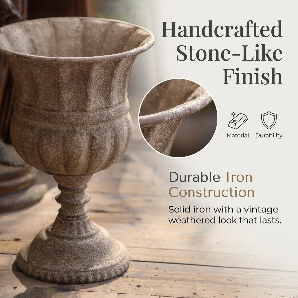 Embossed Stone Effect Vintage Urn Planter