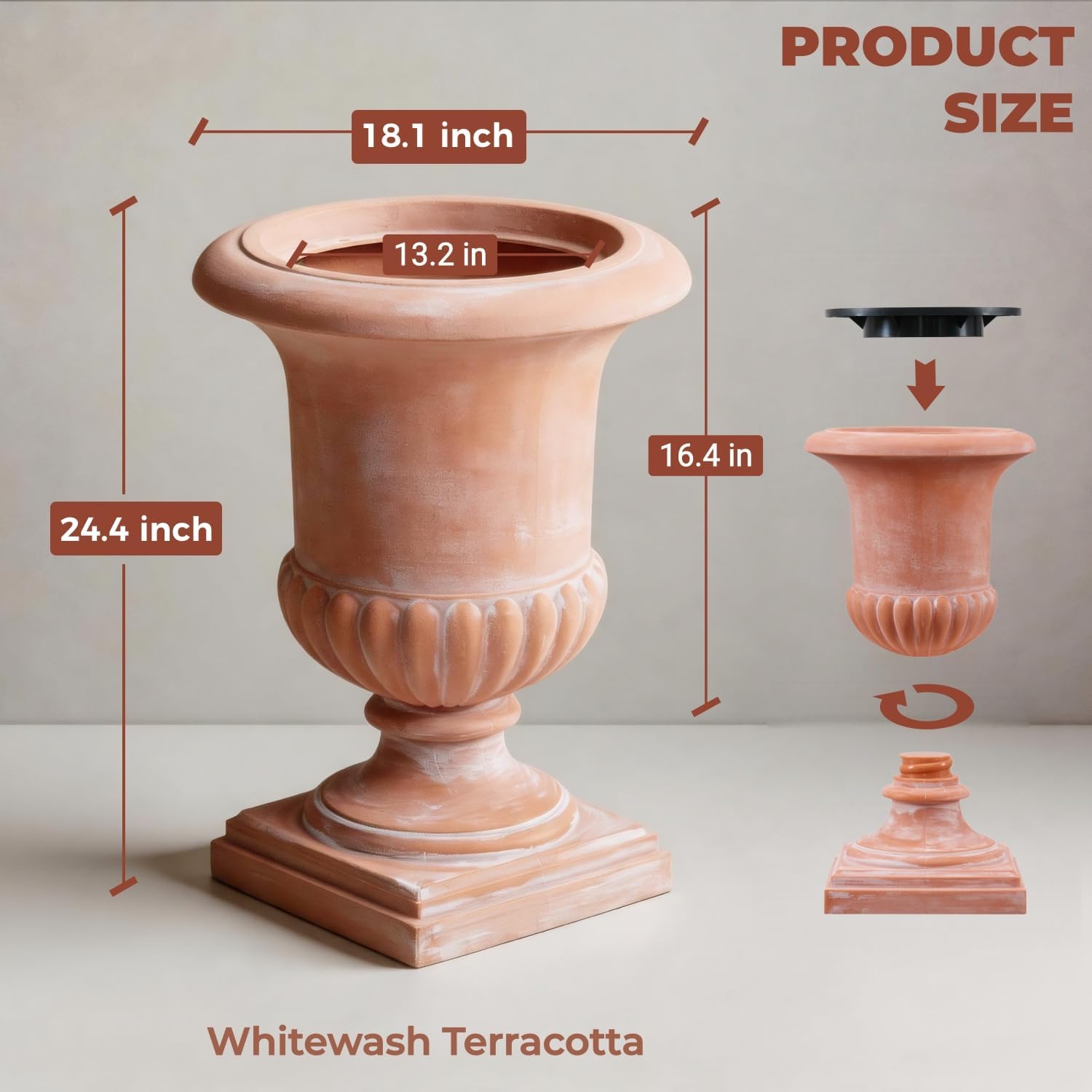 Weathered Terracotta Roman Urn Planter