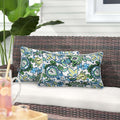 2 Pack Botanical Blue Green Outdoor Lumbar Pillows With Inserts