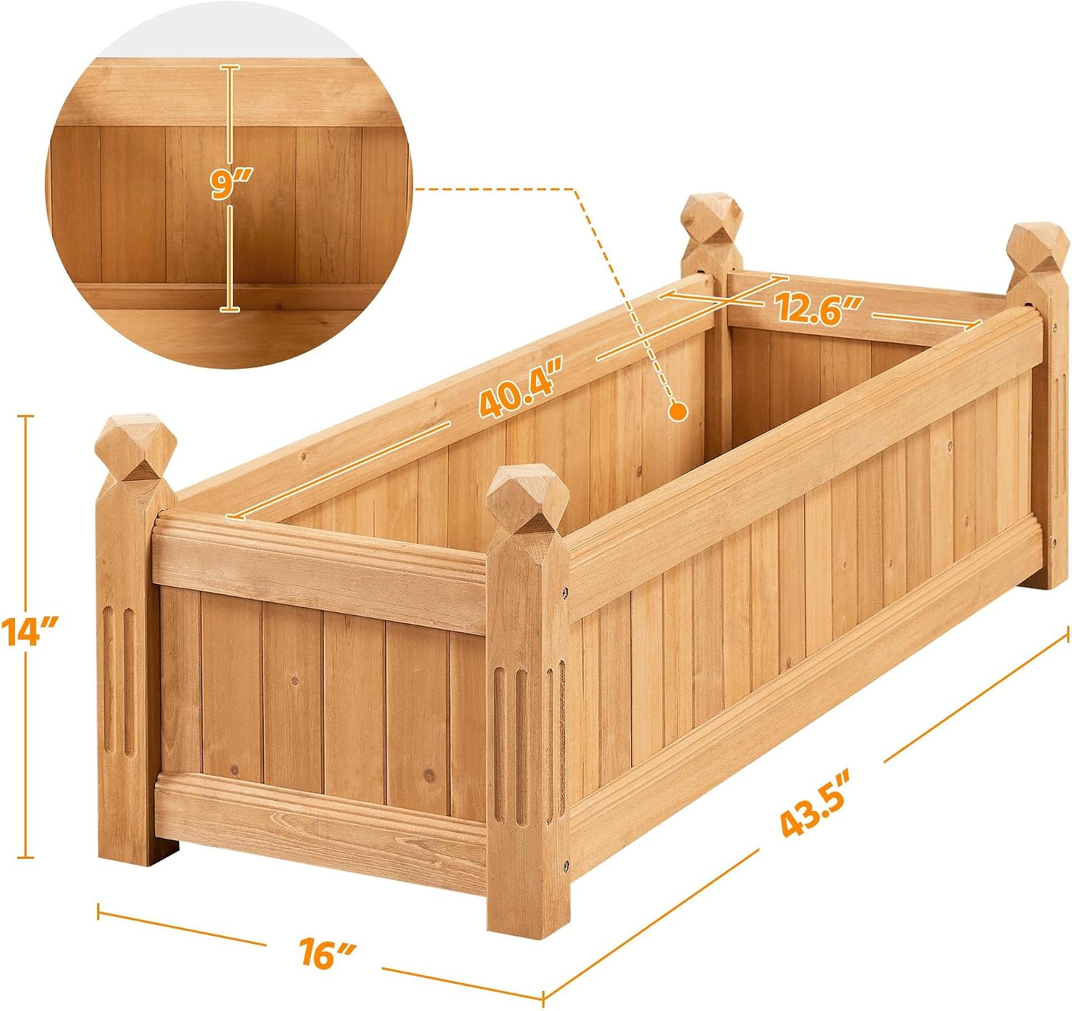 Light Brown Compact Wooden Garden Planter