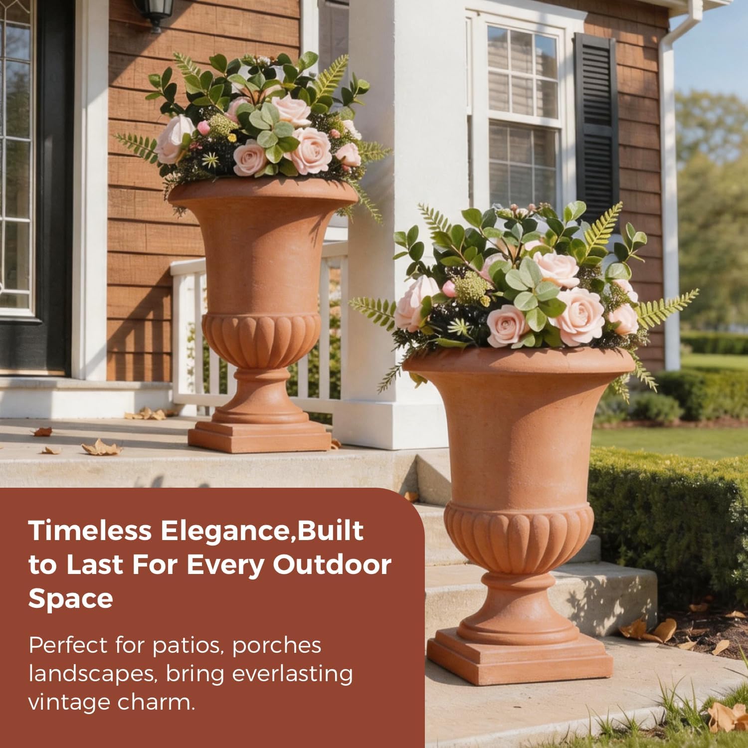 Weathered Terracotta Roman Urn Planter