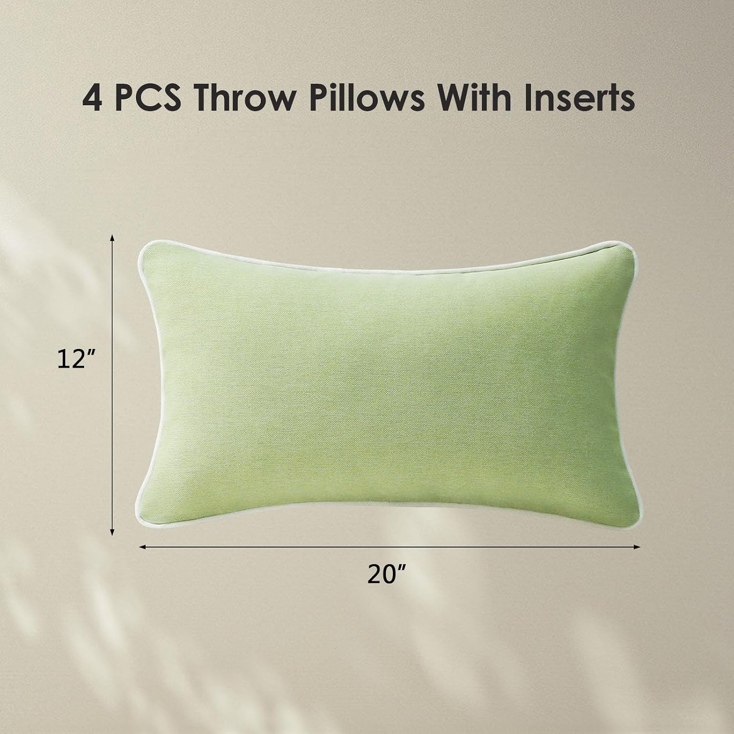 4 Pack Water Repellent Outdoor Throw Pillows Seaweed Green