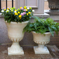 2 Pack Beige Imitation Stone Resin Urn Planters