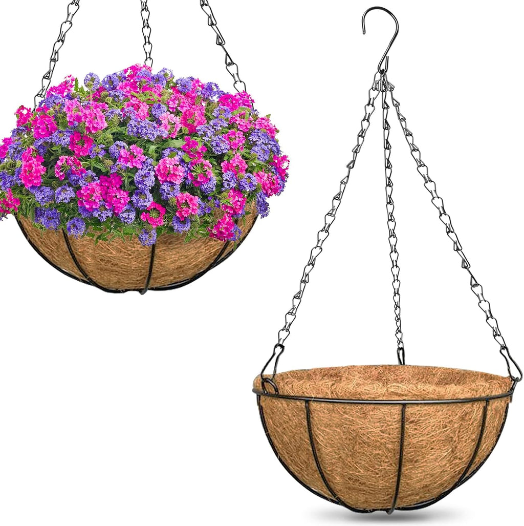 2 Pack Metal Wire Hanging Baskets Coco Liner