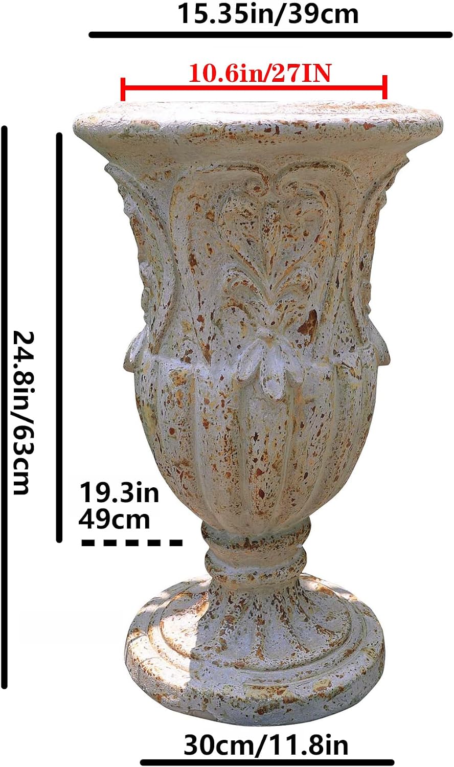 Vintage European Cement Fiber Garden Urn Planter