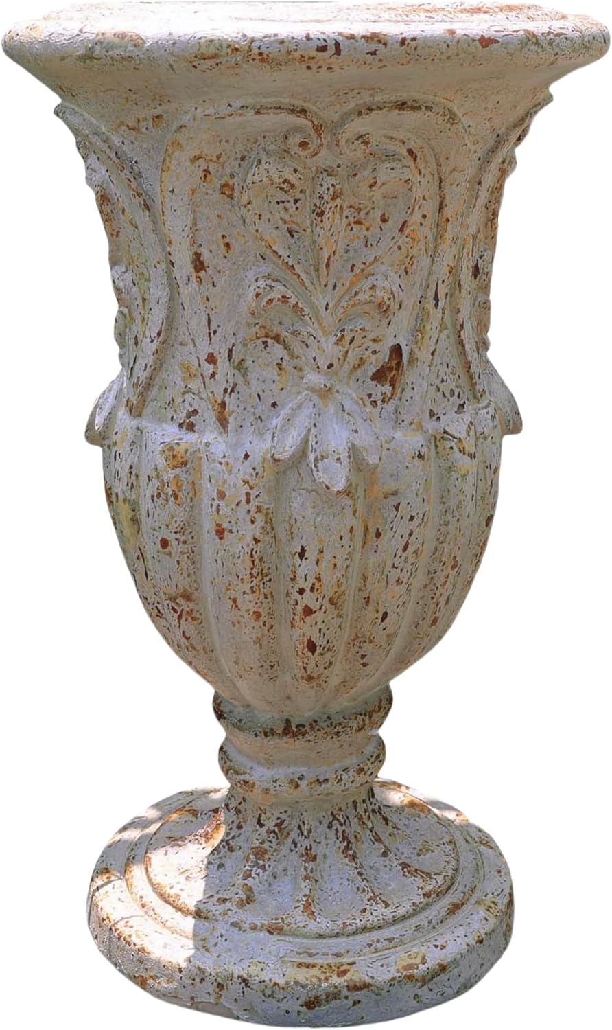 Vintage European Cement Fiber Garden Urn Planter