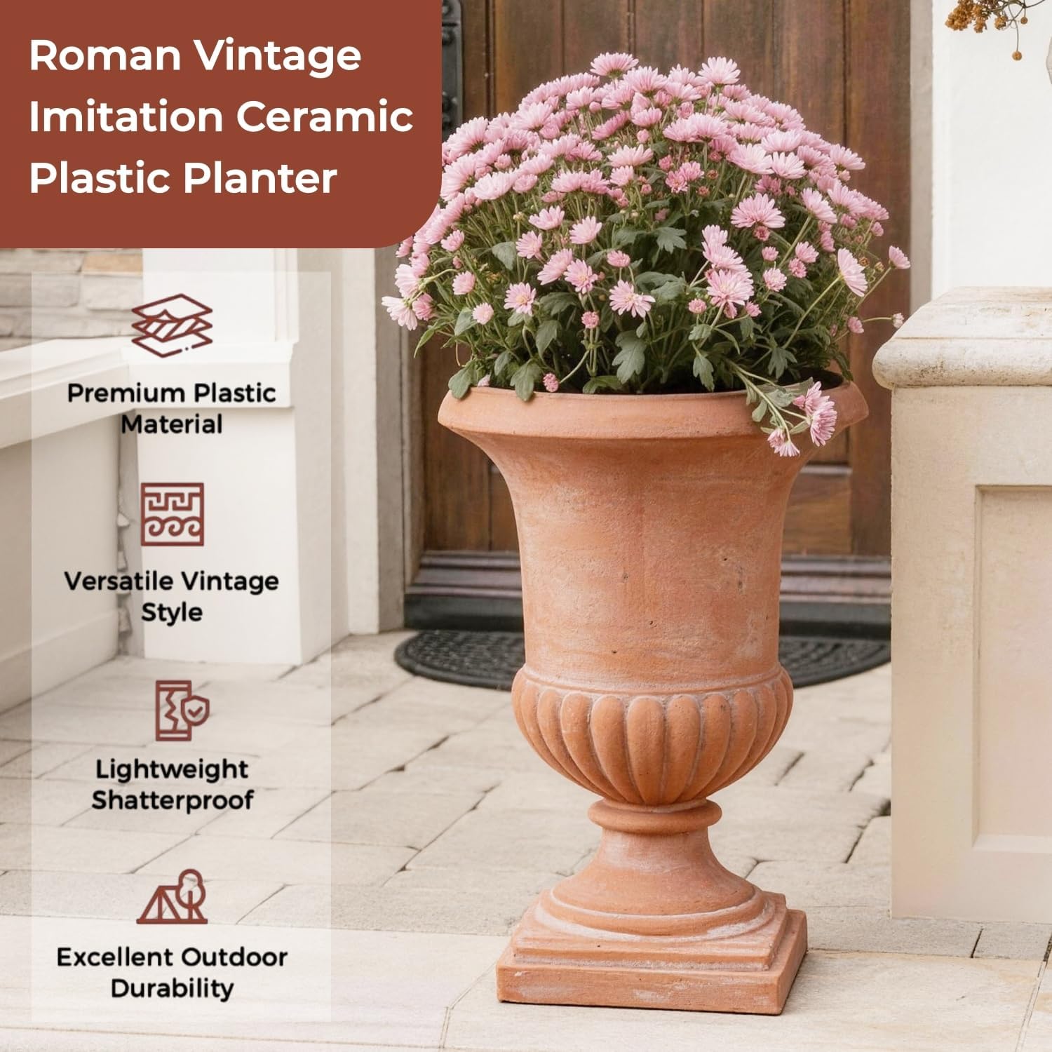 Weathered Terracotta Roman Urn Planter