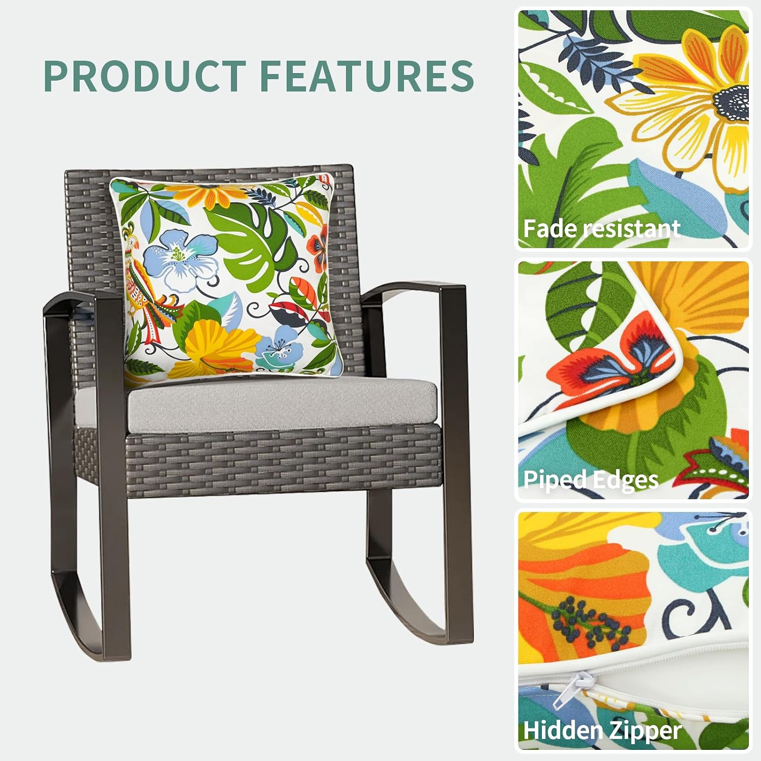 2 Pack 18x18 Outdoor Throw Pillows Flower Bird