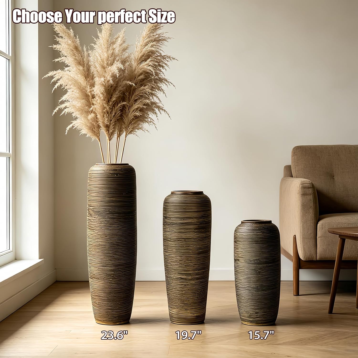 Vintage Distressed Ceramic Floor Vase