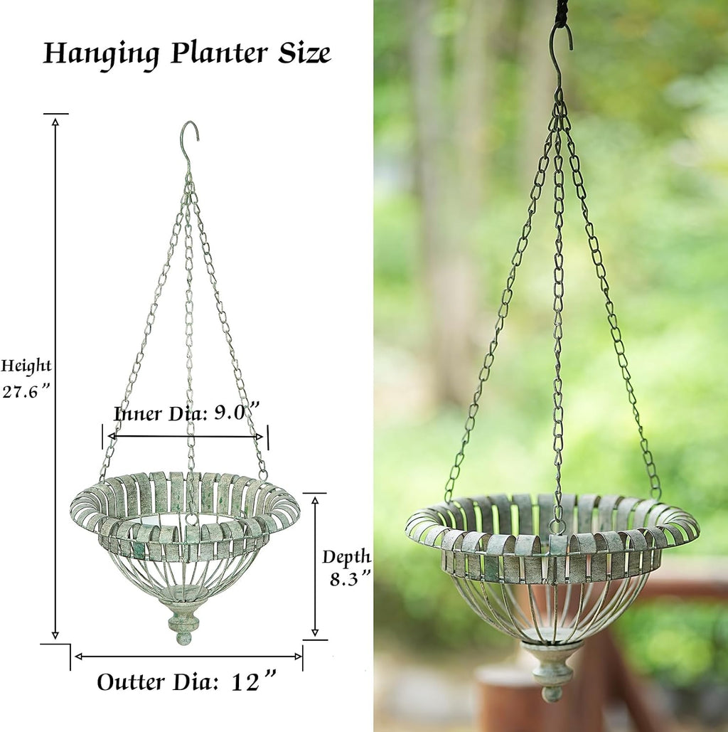 Rusty Metal Hanging Planters Set