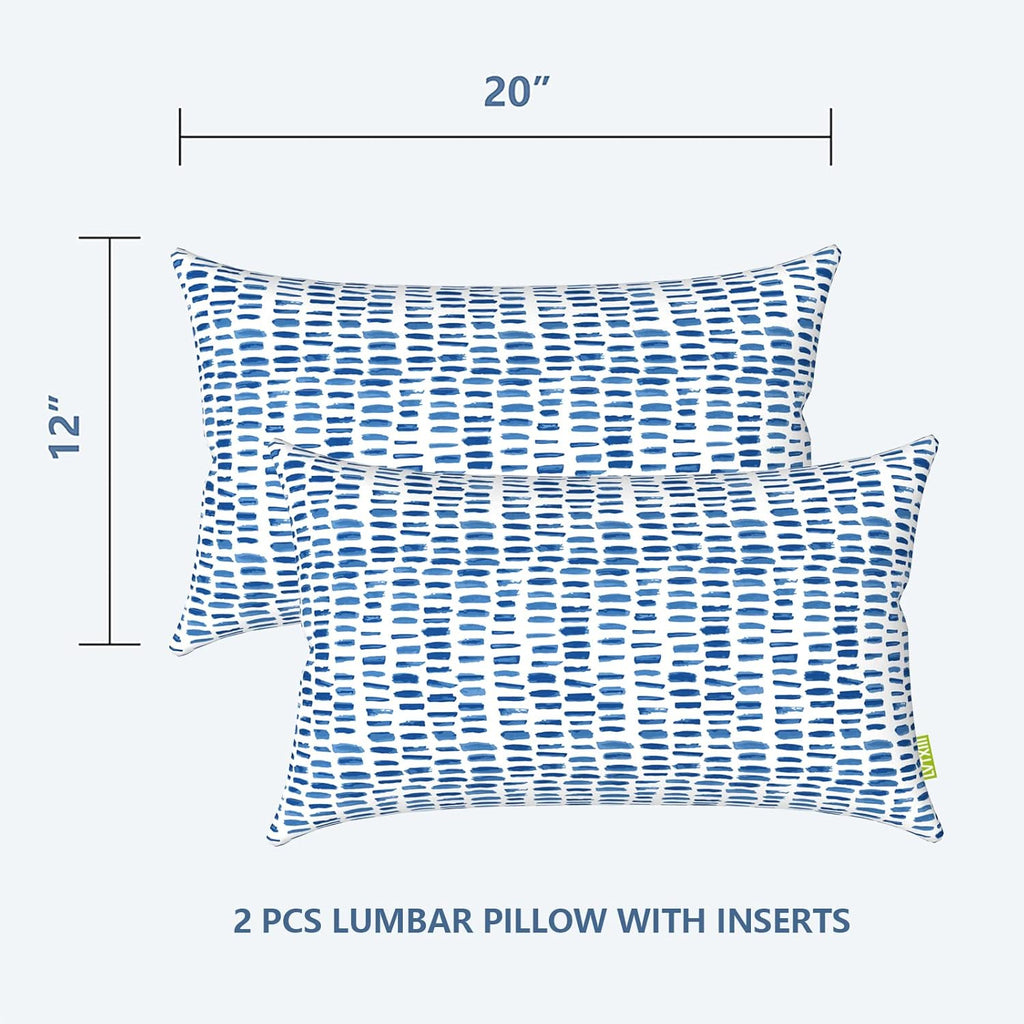 2 Pack Pebble Blue Outdoor Lumbar Pillows With Inserts
