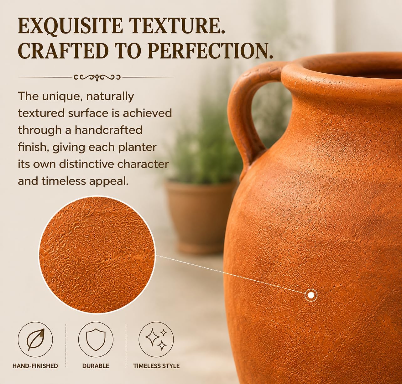 Terracotta Vintage Handled Urn Planter