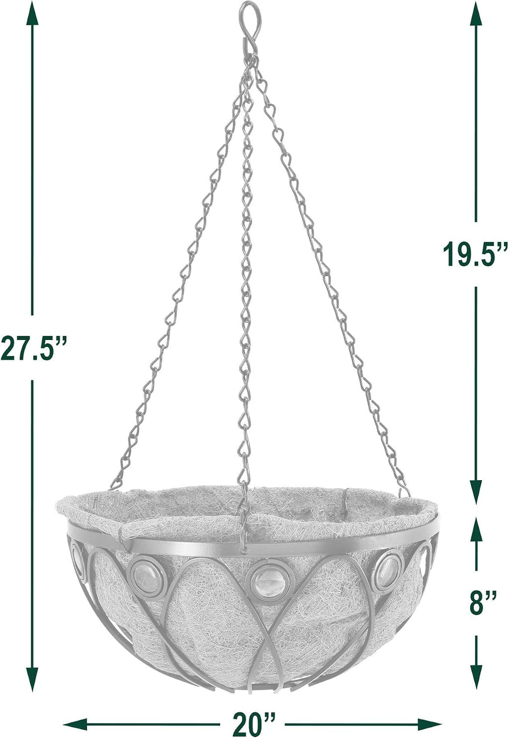 Copper Accent Round Metal Hanging Basket