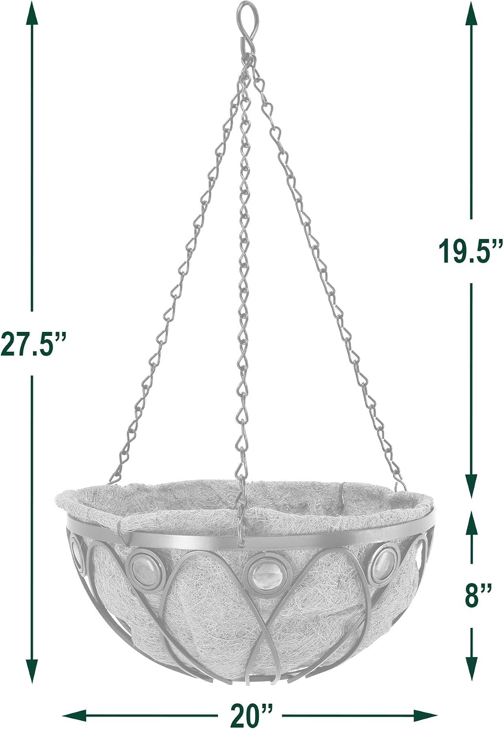 Copper Accent Round Metal Hanging Basket