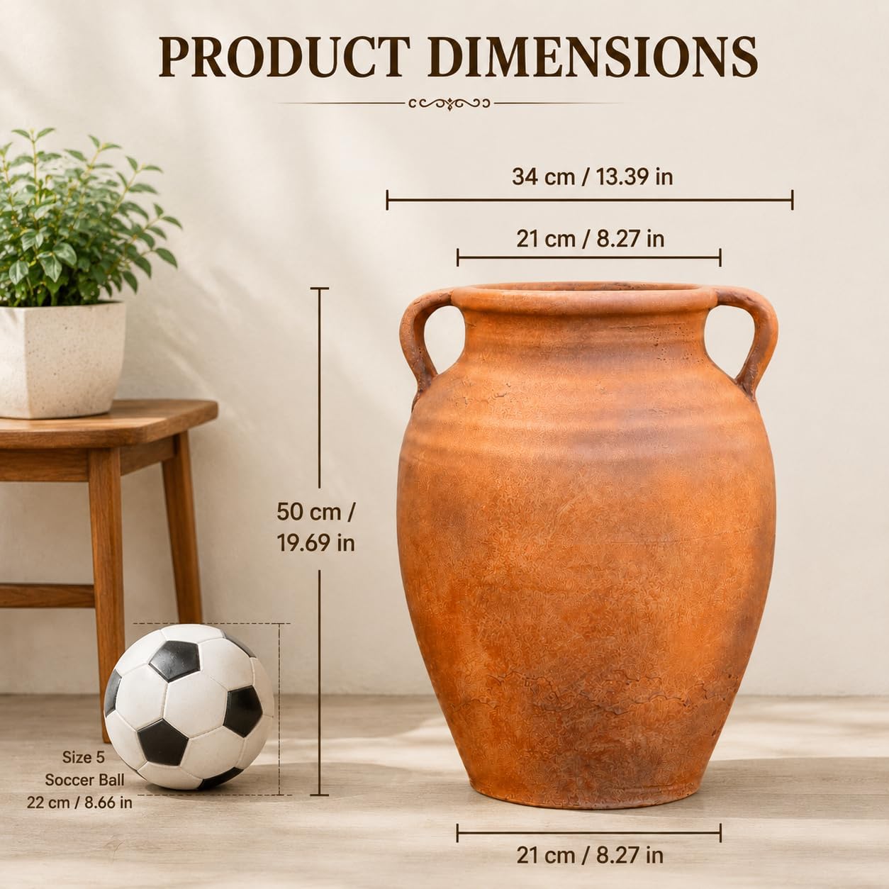 Terracotta Vintage Handled Urn Planter