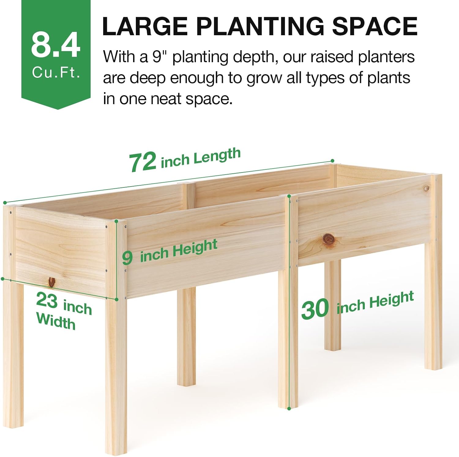 Elevated Wooden Divided Garden Bed