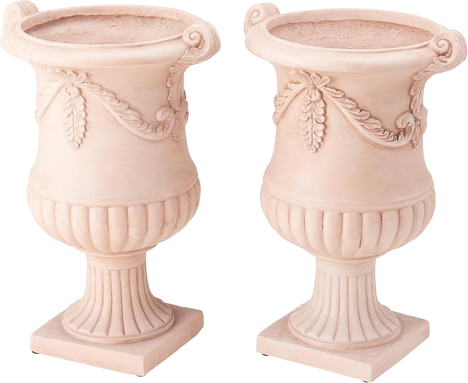 2 Terracotta Relief Urn Planters