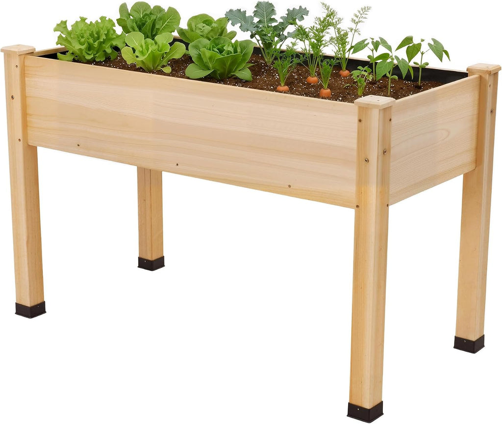 Light Wood Elevated Divided Garden Planter
