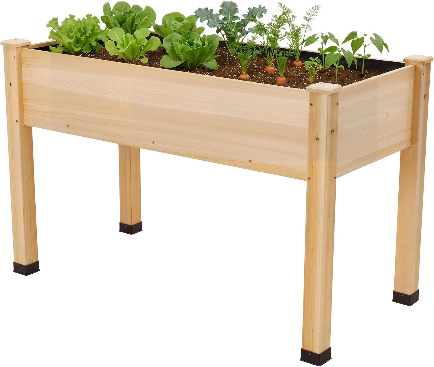 Light Wood Elevated Divided Garden Planter