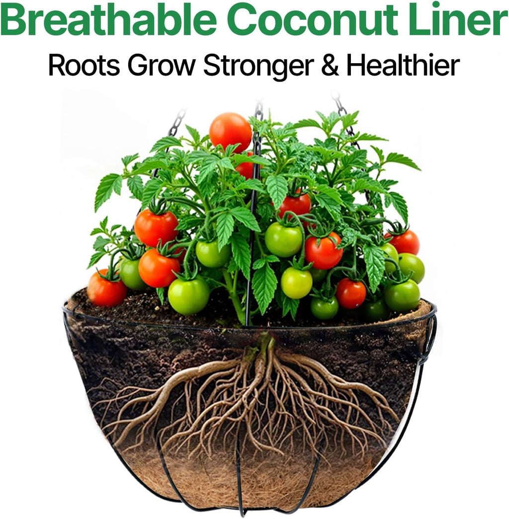 4 Pack Metal Hanging Baskets Coco Fiber Liners