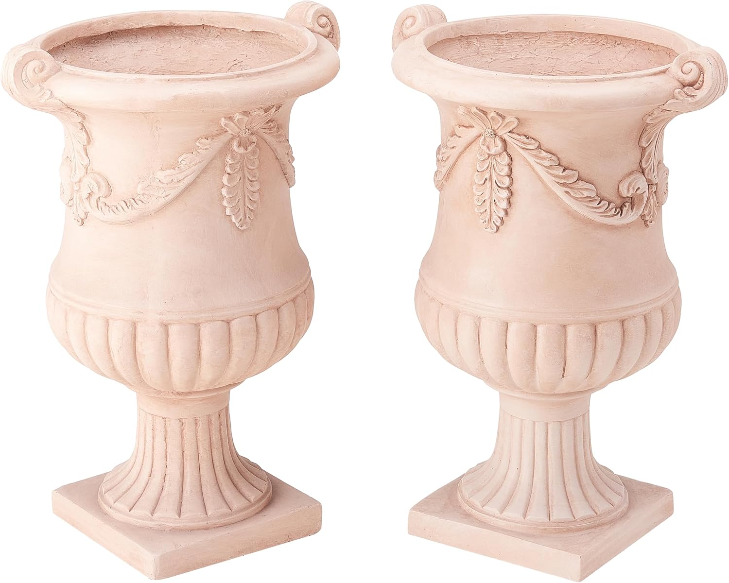 2 Terracotta Relief Urn Planters