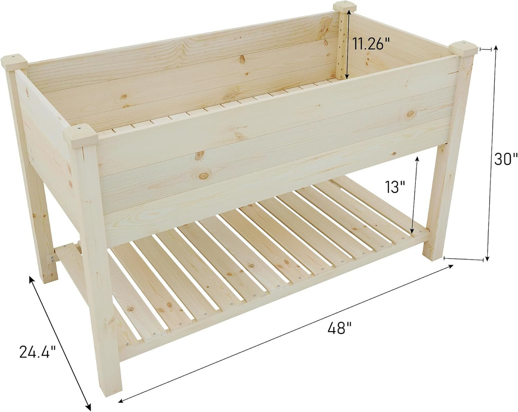 Natural Wood Elevated Garden Bed