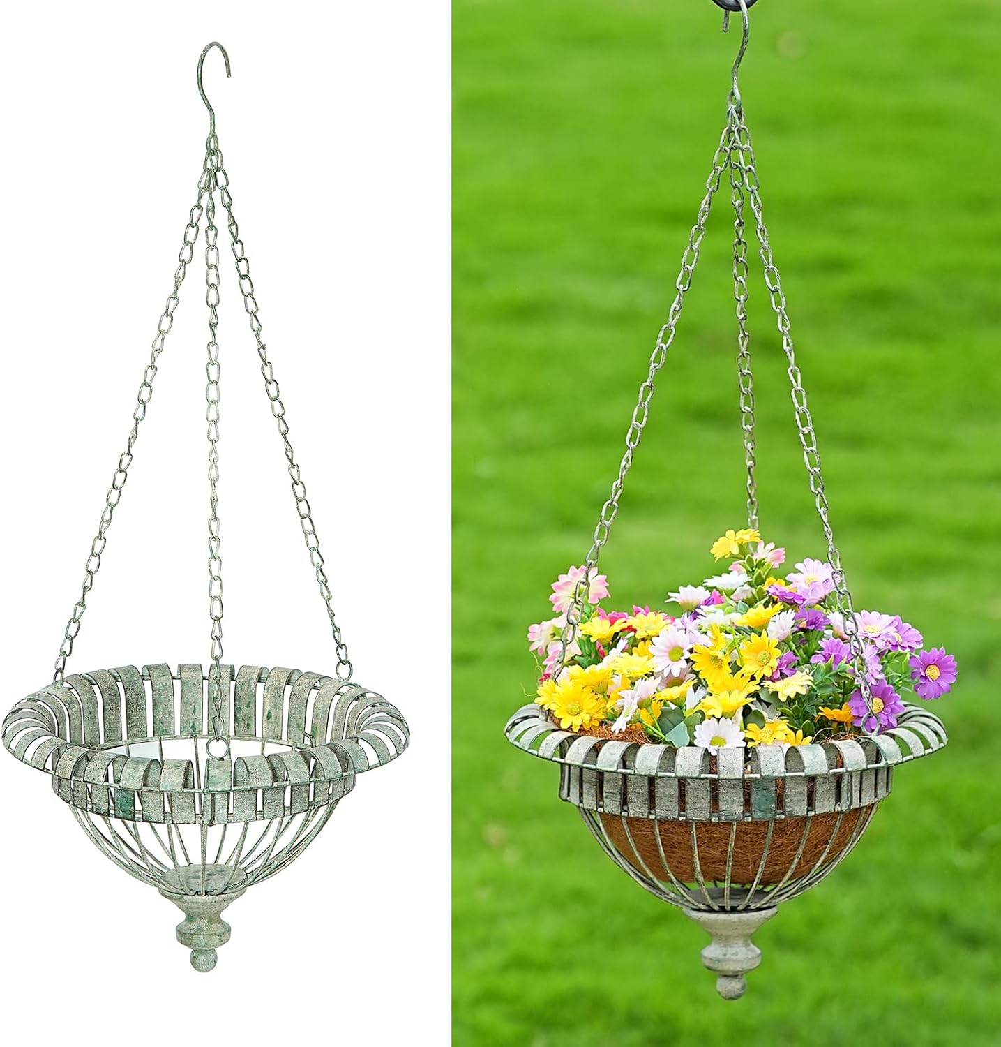 Rusty Metal Hanging Planters Set