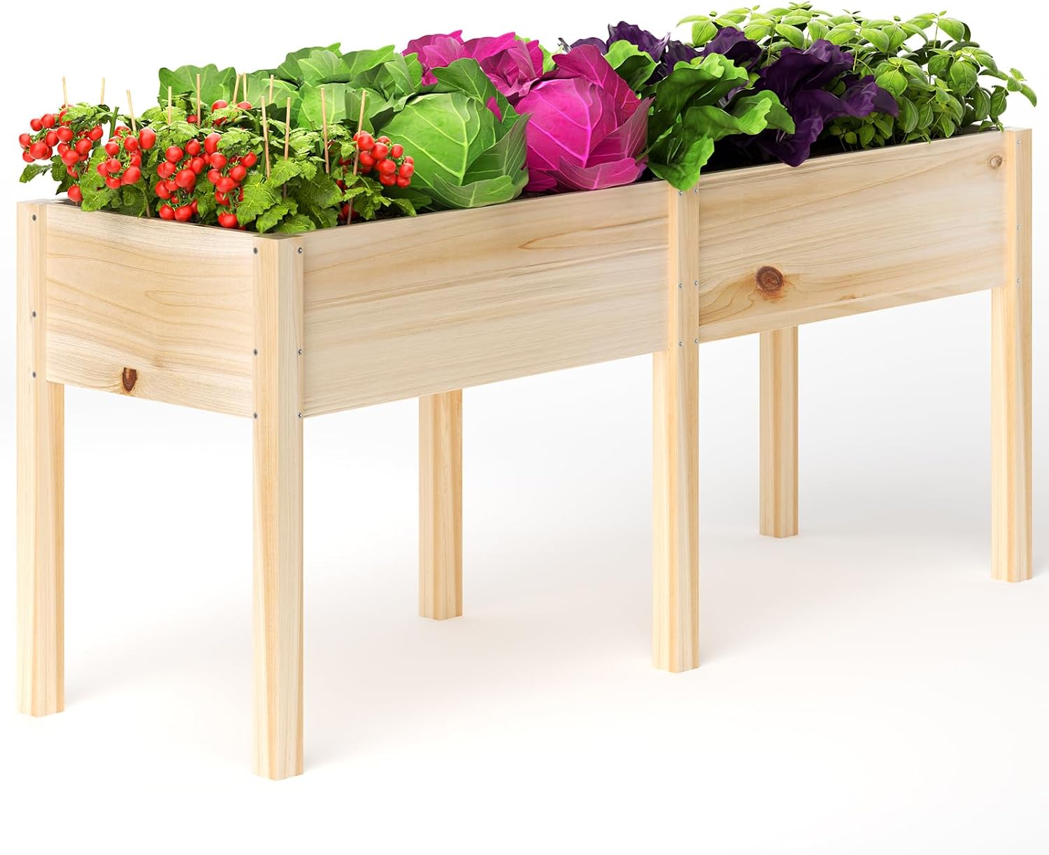Elevated Wooden Divided Garden Bed