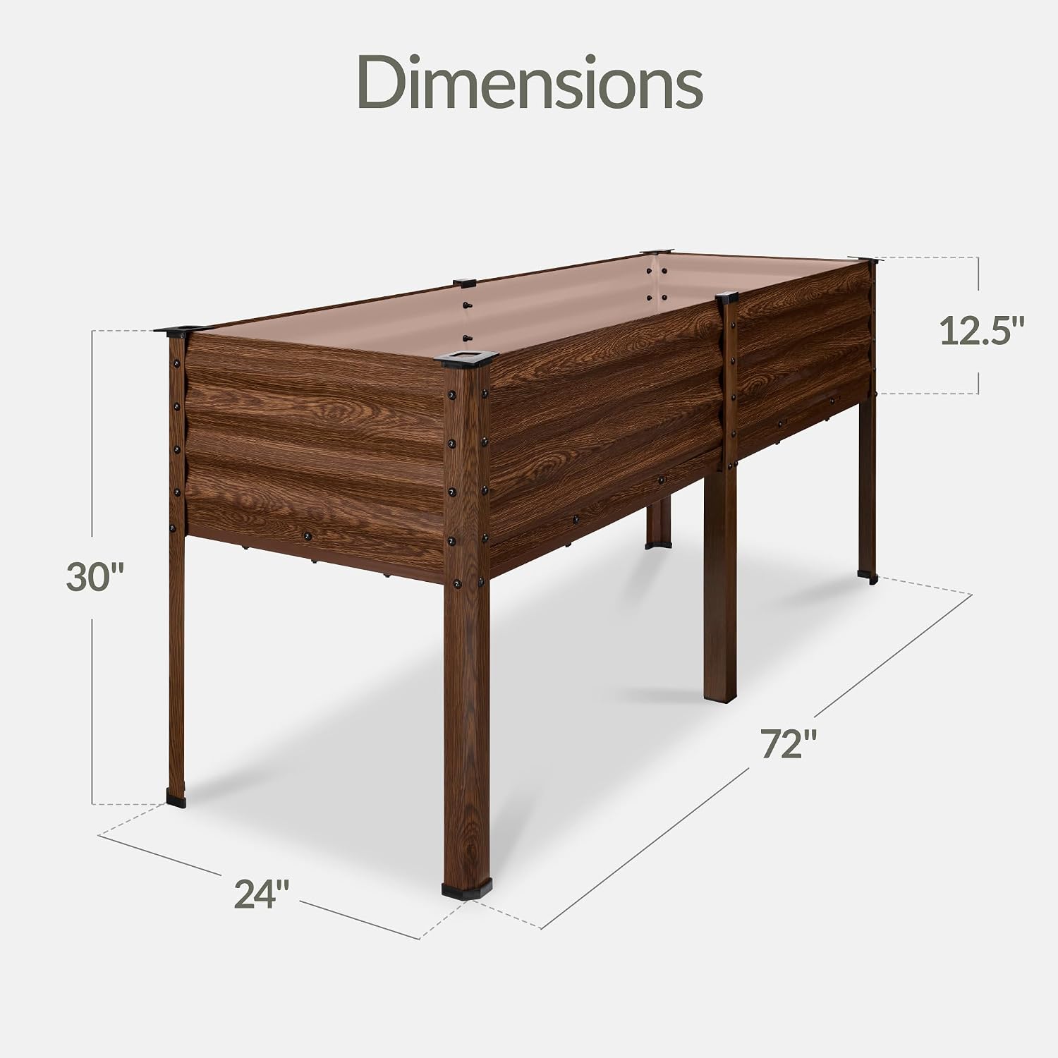Wood Grain Galvanized Raised Garden Bed