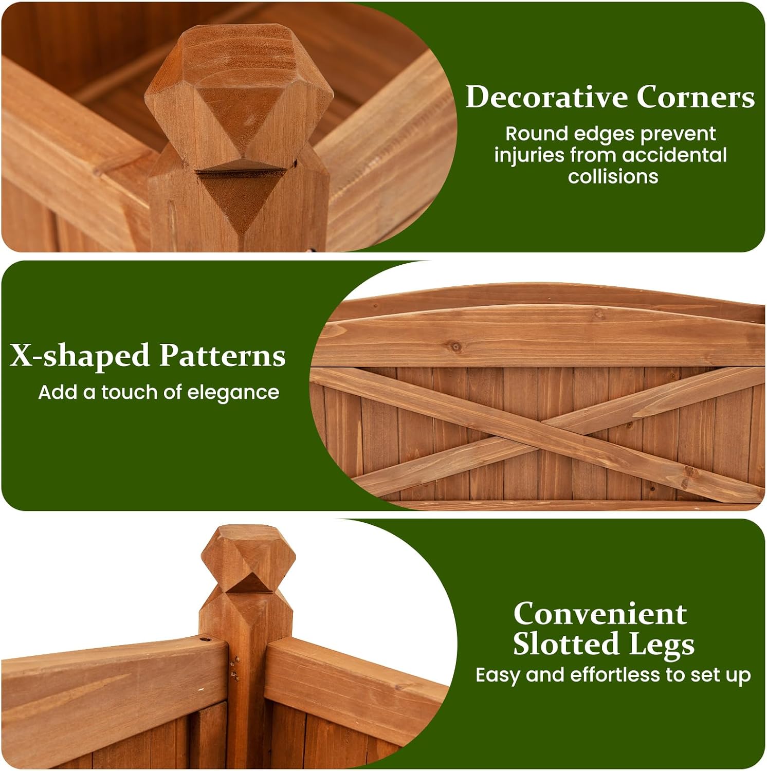 Solid Wood Elevated Garden Planter Box