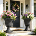 2 Washed Black Plastic Urn Planters