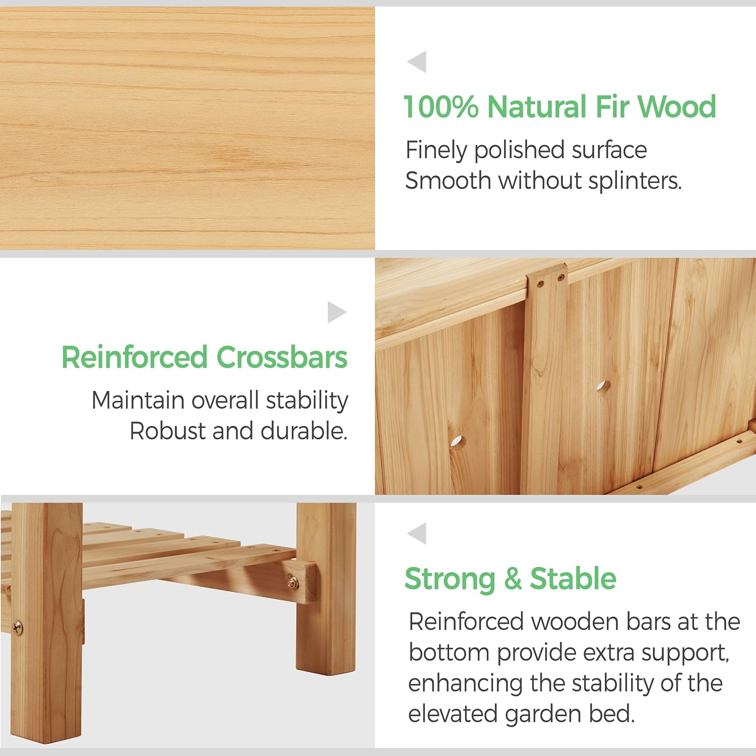Fir Wood Elevated Garden Planter With Shelf