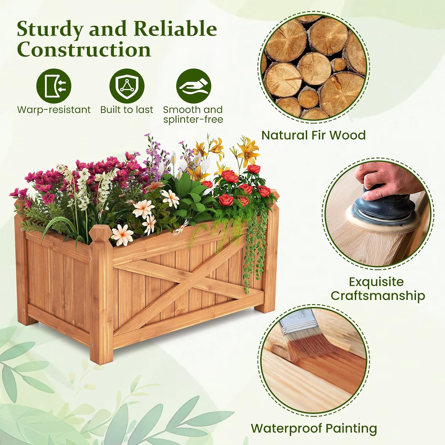 Solid Wood Elevated Garden Planter Box