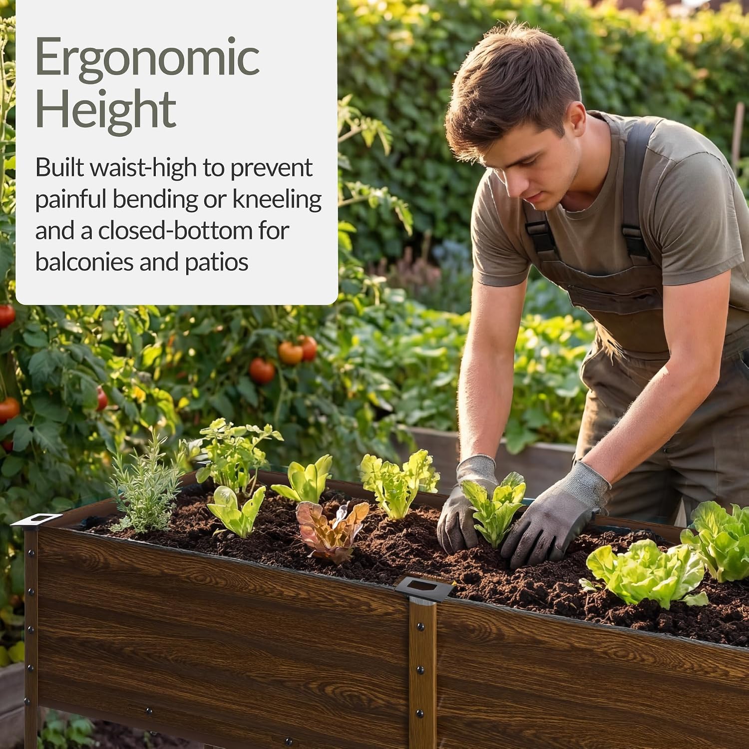 Wood Grain Galvanized Raised Garden Bed