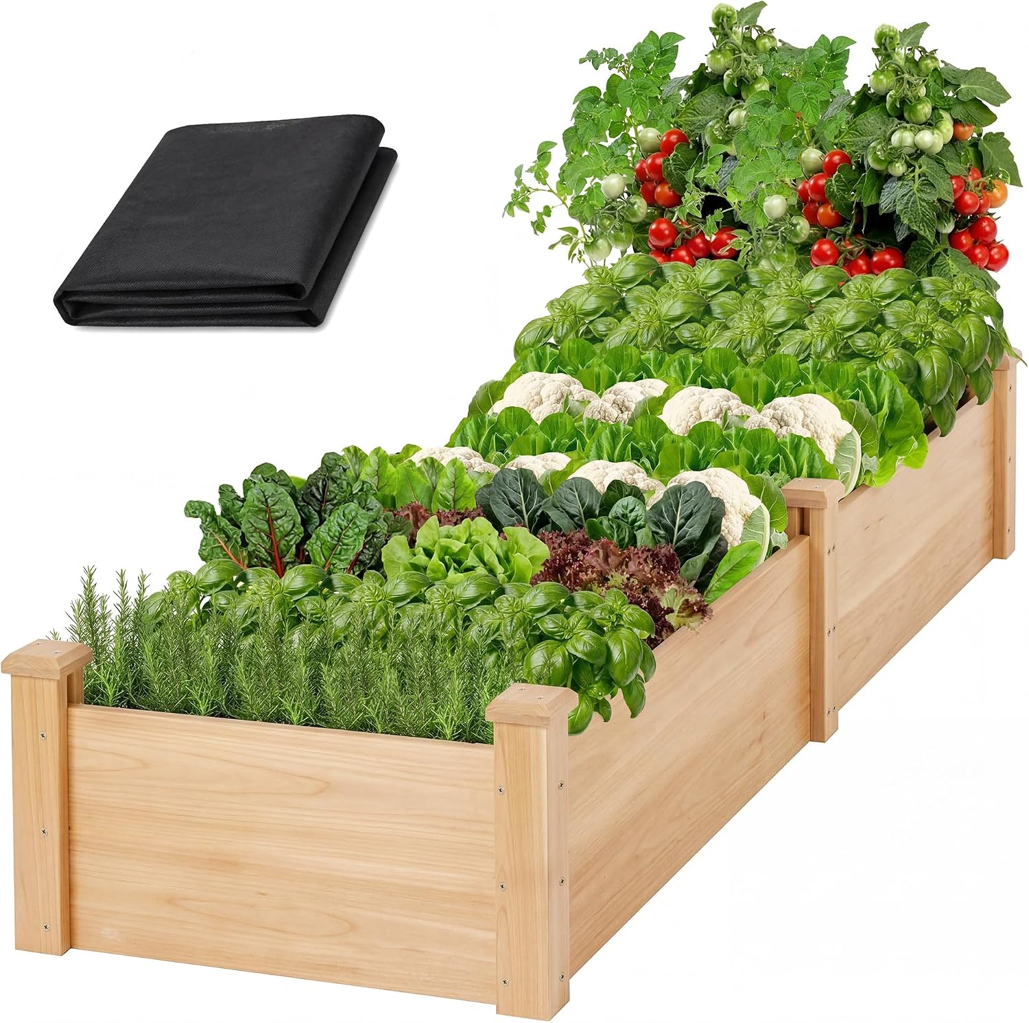 Natural Wood Divisible Garden Bed
