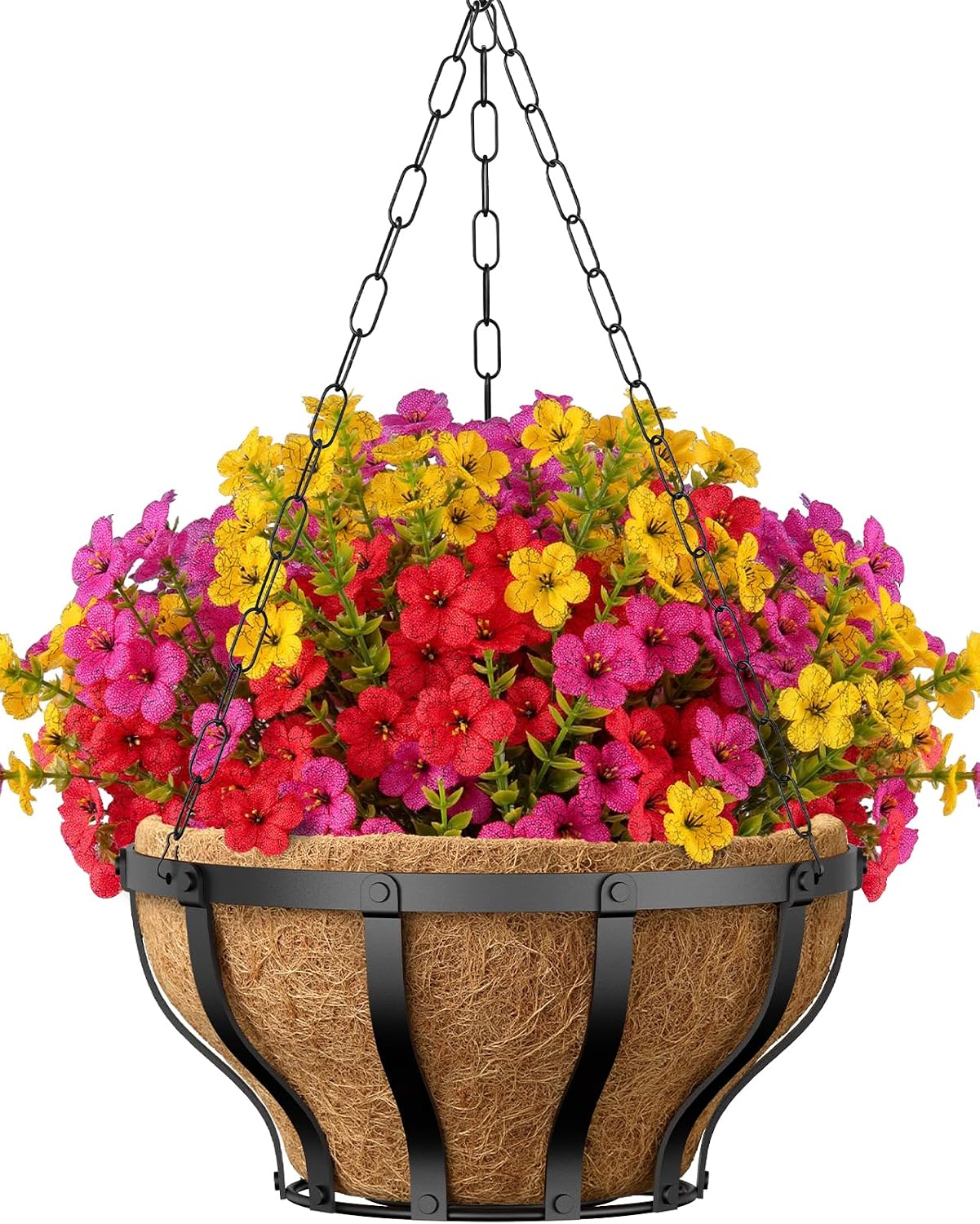 Metal Baskets UV Resistant Artificial Flowers