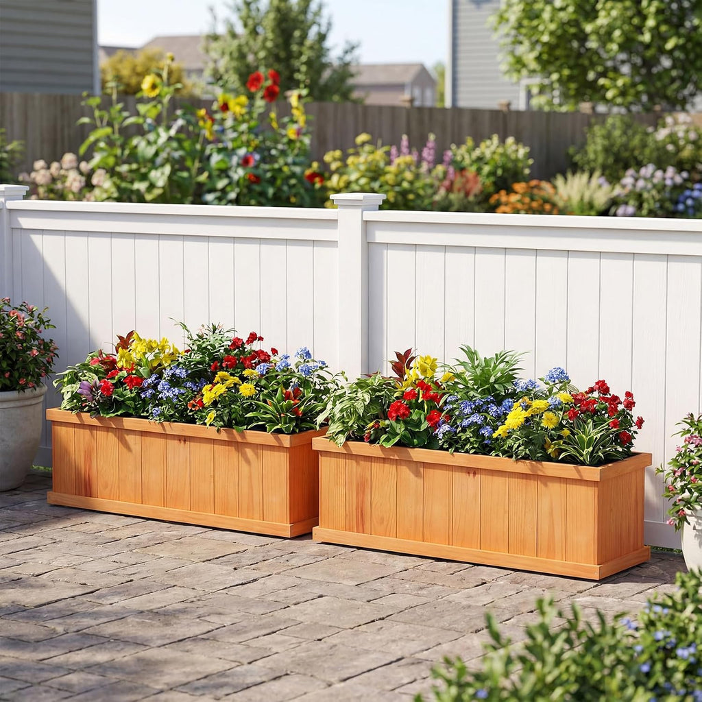 Wood Rectangular Garden Planter Box