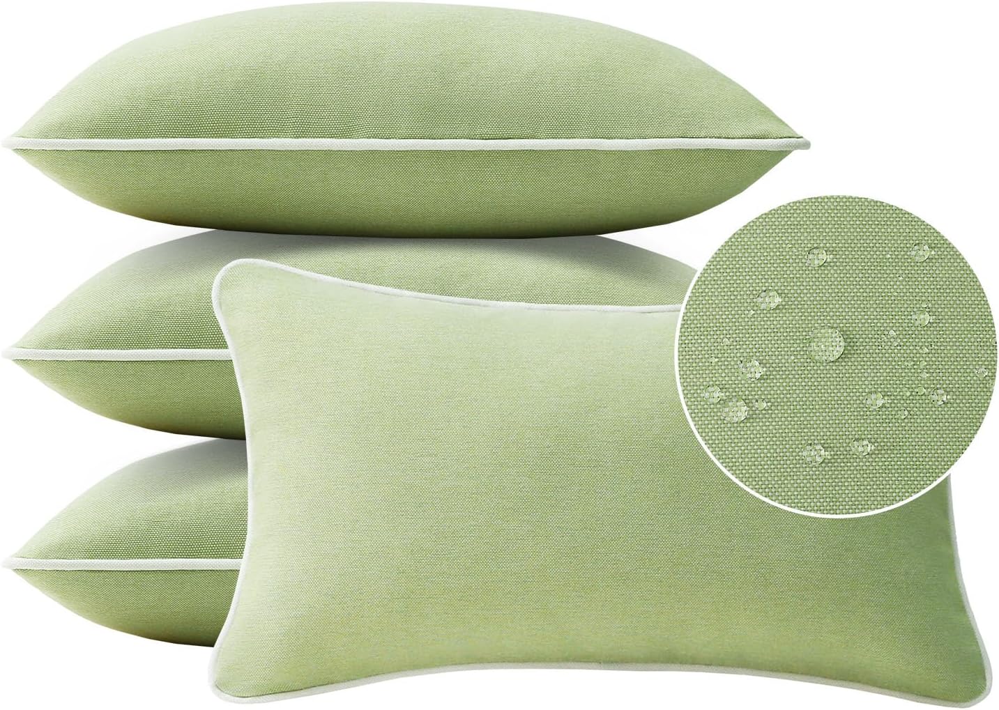4 Pack Water Repellent Outdoor Throw Pillows Seaweed Green