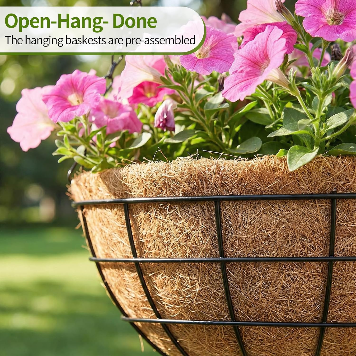 4 Pack Metal Hanging Baskets With Coir Liners