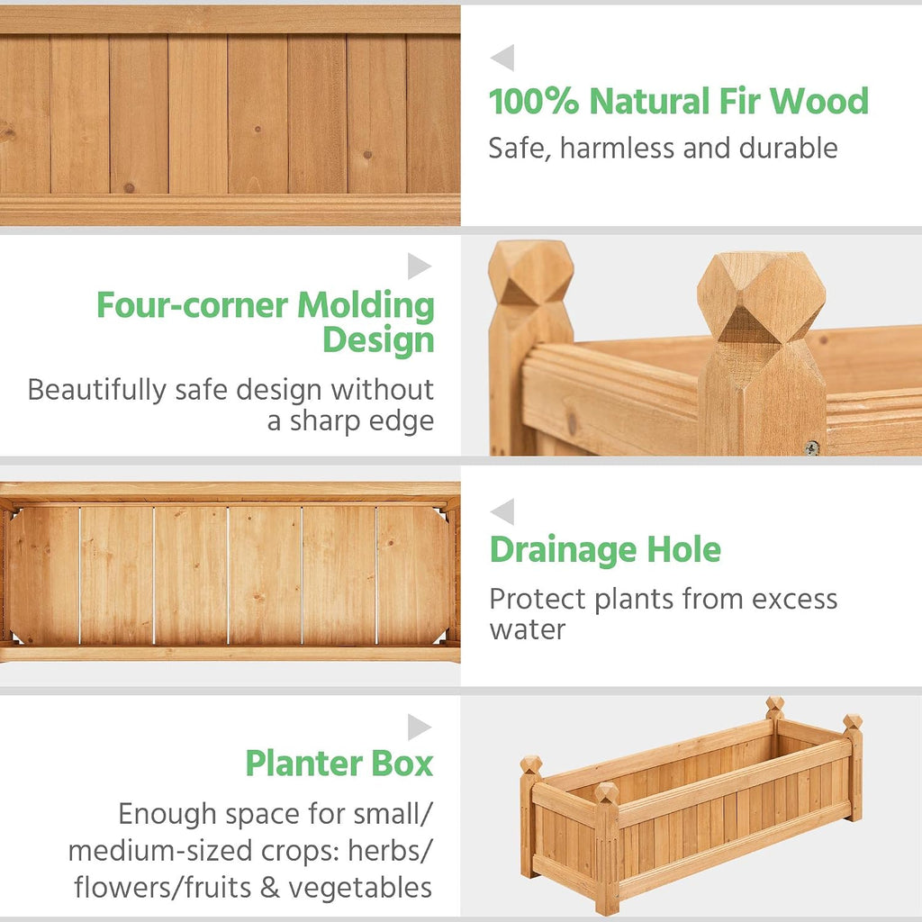 Light Brown Compact Wooden Garden Planter