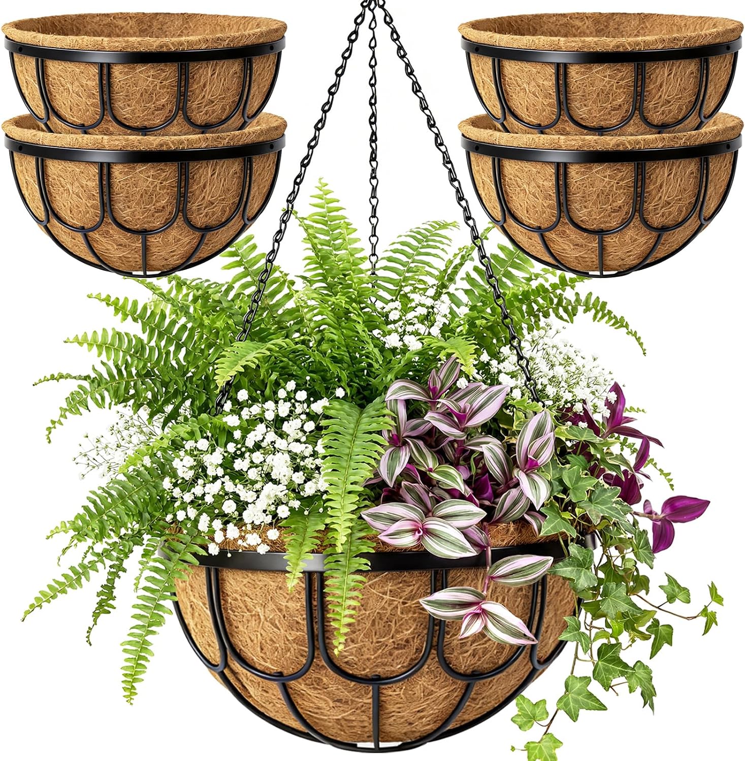 Metal Wire Hanging Planters Coco Liner