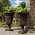 2 Brown Trophy Plastic Urn Planters