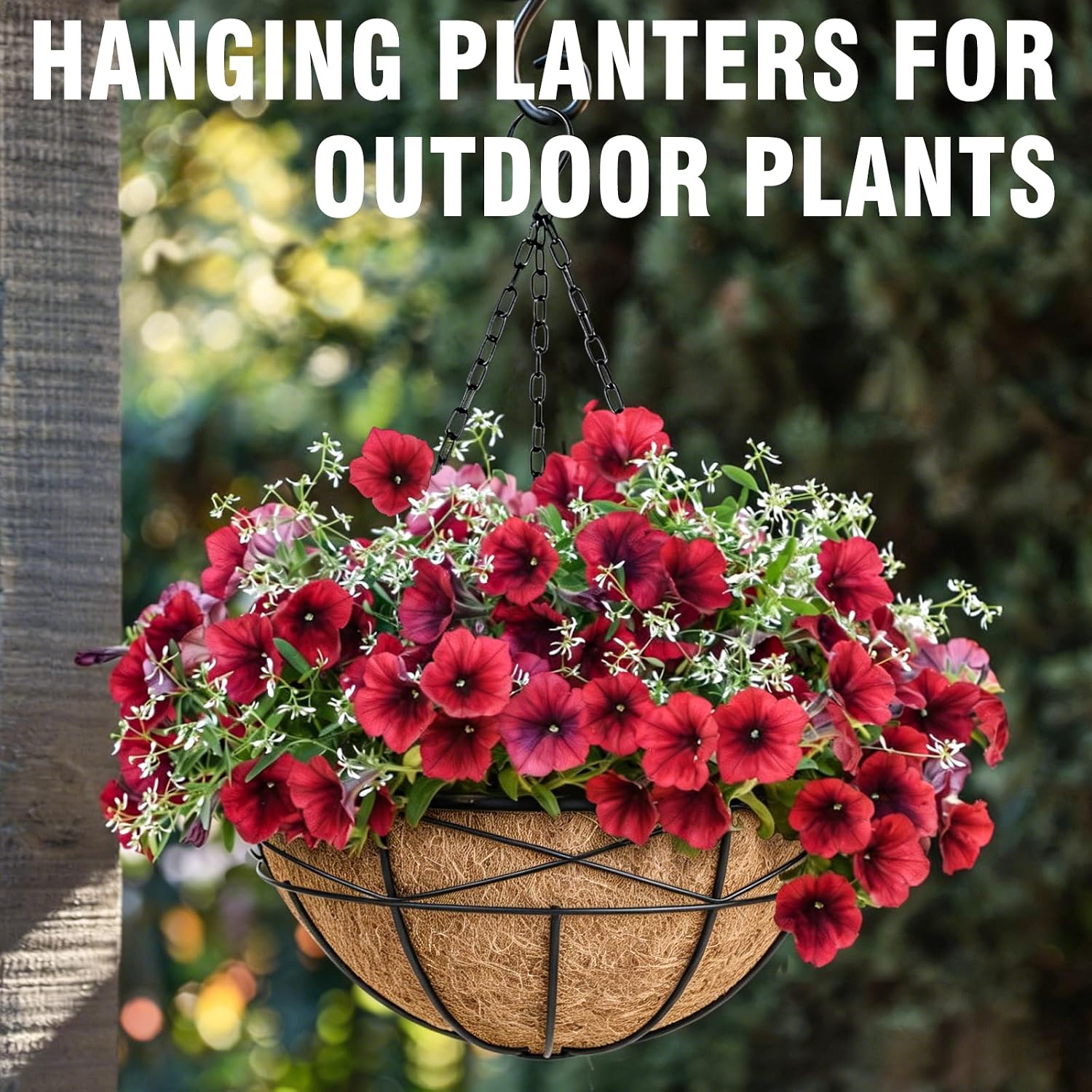 Large Black Metal Hanging Baskets Coco Liner