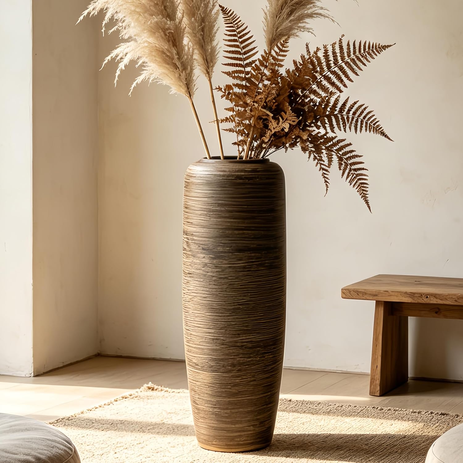 Vintage Distressed Ceramic Floor Vase