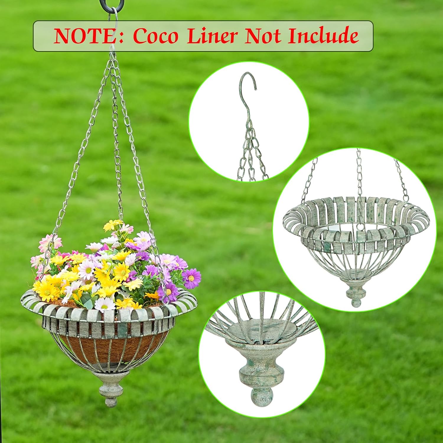Rusty Metal Hanging Planters Set