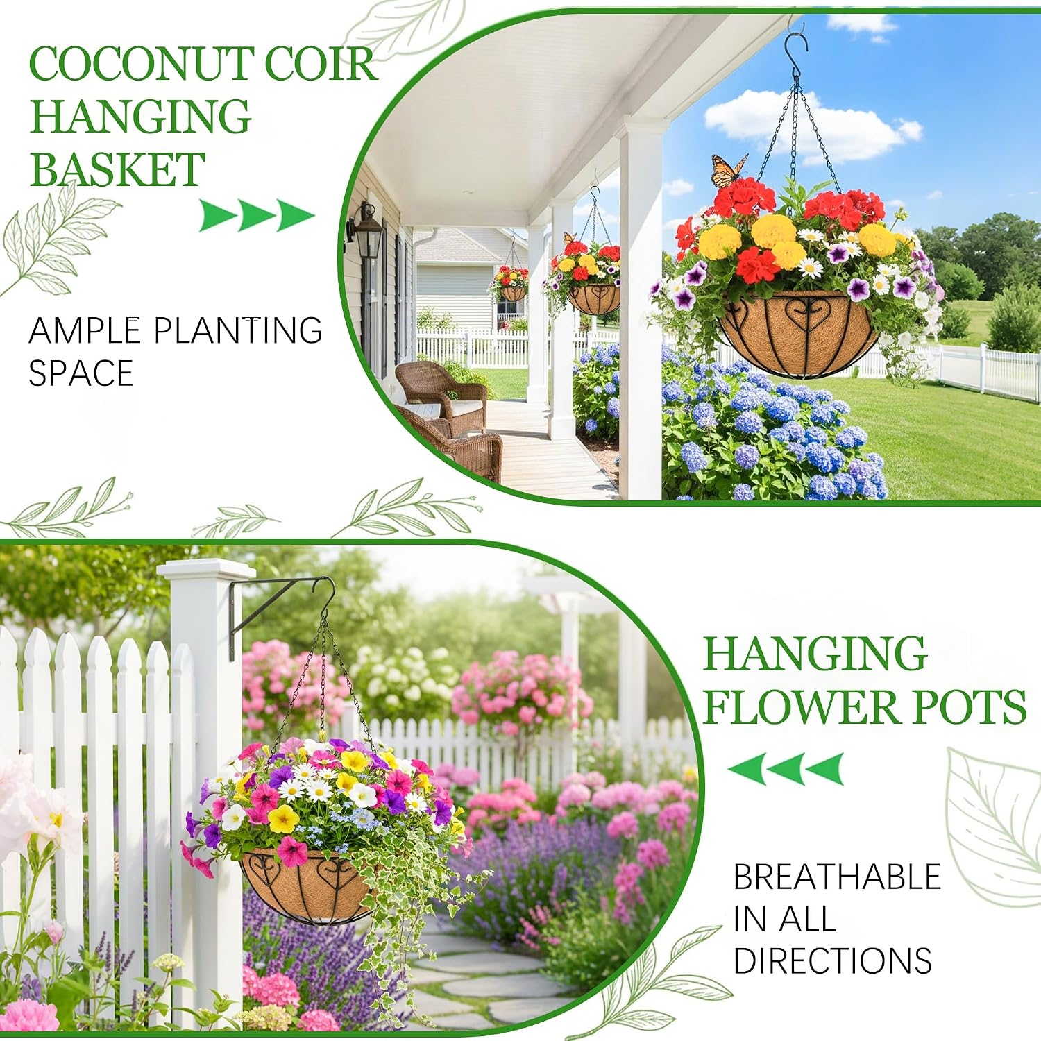 Metal Hanging Baskets With Coco Liner